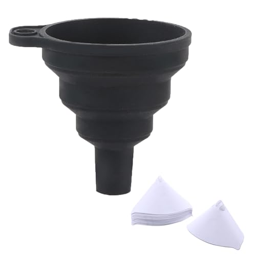 Lacksiebe, Lacksiebe Lackfilter, 50 Stück Lackierzubehör, Nylon konisches Papier Filter, Filtern Farbe, Resin Filter mit Faltbarem Silikon Trichter, für Autolack Lacksieb Farbsiebe