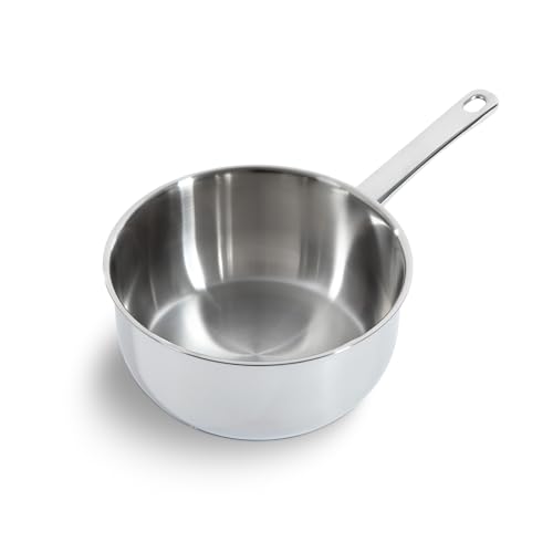 BK Bright Edelstahl Induktionskochpfanne 20 cm, Polierte Außenseite, Stay Cool Griff, Professionelles Kochen, 18/10 Edelstahl, Induktion, Backofenfest bis 230°C, Spülmaschinenfest, Silber