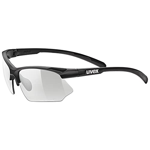 uvex Unisex – Erwachsene, sportstyle 802 V Sportbrille, selbsttönend, black matt/smoke, one size