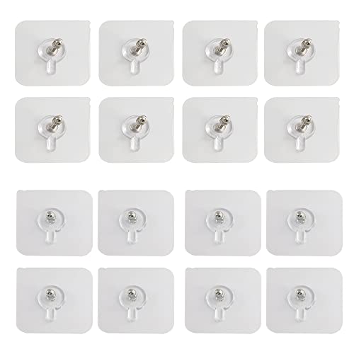 WYAN 16 Stück Klebe Schrauben,Transparenter Wasserdicht Wandhaken,Stanzfreier Schraubenhaken (8Pcs 8mm Schraubstange,8Pcs 16mm Schraubstange)