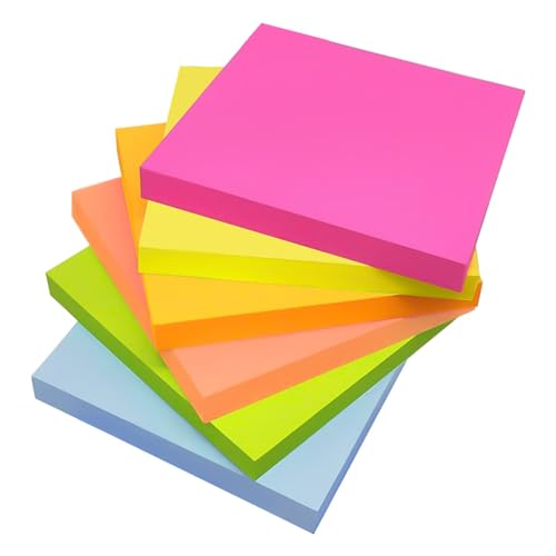 Annvchi Haftnotizen,76 mm x 76 mm,6 Farben,100 Blatt pro Farbe,Sticky Notes,Klebezettel,Einfach zu Schreiben und Aufzukleben,Wiederverwendbar,Geeignet für Zuhause, Schule und Büro