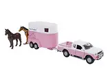 Kids Globe Van Manen Traffic Mitsubishi 520124 Toy Car and Horse Trailer Set Pink/White for Girls