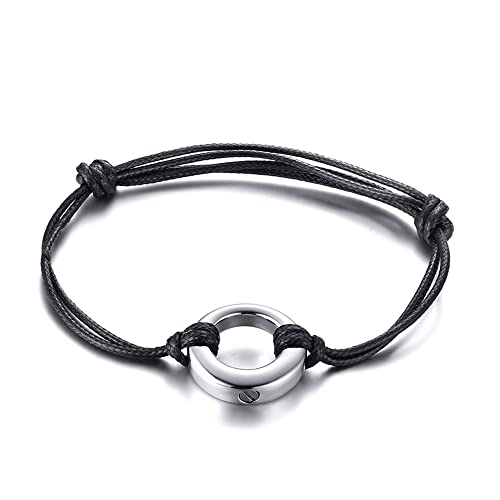 XUANPAI Denkmal Armband Urne für Asche Andenken Edelstahl Öffnungsbarer Runder Halter Feuerbestattung Medaillon Urne Armreifen Verstellbarer Schmuck für Unisex, Silber