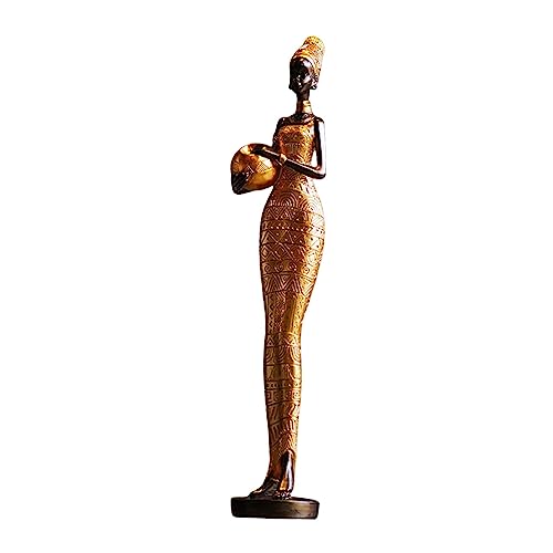 Dualoai Afrikanische Figur, Frauen Statue, Dekoration, Stammes Lady Skulptur, Statuen Und Skulpturen für Hotel, Büro, Tisch, Restaurant, Einweihungsgeschenk, Golden