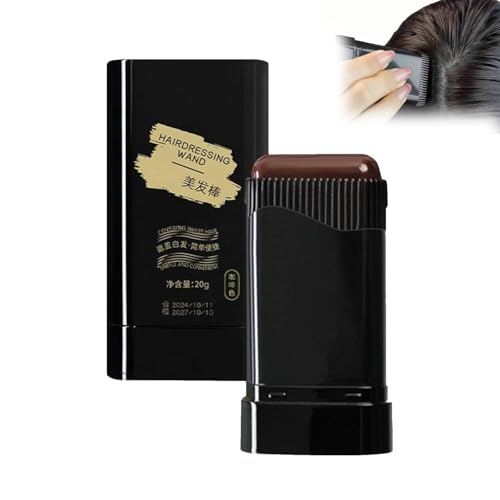 Carylook Haarfärbekamm, Haarfärbestift, Werkzeug Zur Grauhaarabdeckung, Hair Concealer, Temporäre Haarfärbestift Bürste-Haaransatz-Shading-Stick, Wasserfeste&Schweißfeste Haarfarbe (C-Braun)