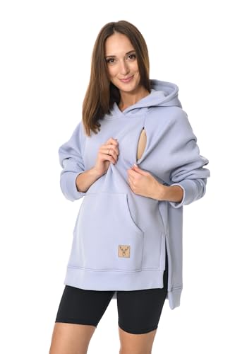 MijaCulture Umstandsmode 2in1 Stillpullover & Umstandspullover Stilltop Stillpulli Stella M014 (L/XL, Hellblau)