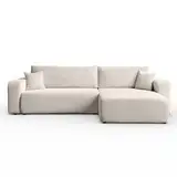 Sofello Ecksofa Senna mit Schlaffunktion Kordstoff - in den modischsten Farben!!Universal Schlafsofa Couchgarnitur -BEIGE-BRAUN-Creme Schlaffläche: 230x130 cm (Creme)