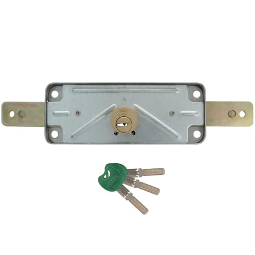 Amig - Türschloss | Metallschloss für Metallrollos | Zylinder: 15mm | Runde Kante | Enthält 3 vernickelte Messingschlüssel | Ideal für Garagen, Lagerhallen und Gewerbeflächen