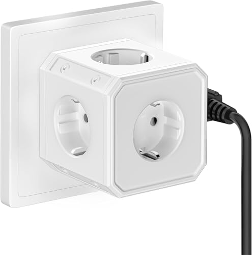 Steckdosenwürfel 5 in 1 Steckdosenadapter - Weiß White