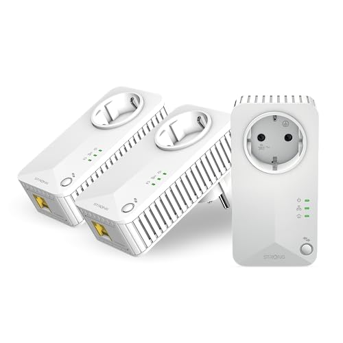 STRONG Powerline 600 Triple Pack | enthält 3 Powerline 600 Adapter | bis zu 600 Mbit/s |HomePlug AV Standard | Reichweite über 300 m | Verbindung über Ethernet-Kabel