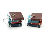 Miniblings Bücher Ohrringe Hänger lesen Buch Bücherstapel Bücherwurm bunt Papier - Handmade Modeschmuck I Ohrhänger Ohrschmuck versilbert