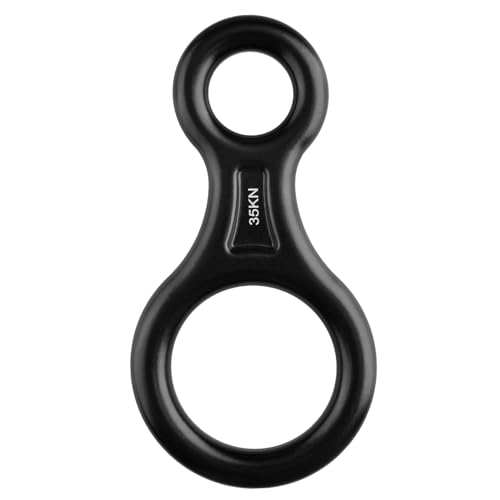 TRIWONDER 35kN Abseilachter, Abseilgerät Klettern 8 Descender für Seildurchmesser 8-13 mm (【35kN】 Schwarz)