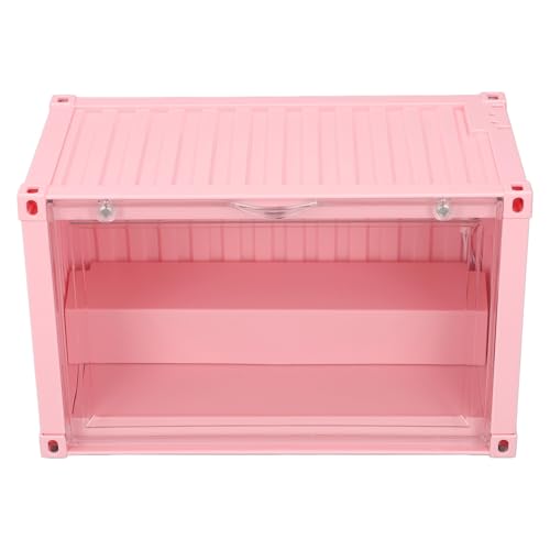 Vitrine, Figuren-Vitrine Miniatur-Figuren Vitrine Actionfiguren-Display mit LED beleuchtet stapelbare Mini-Actionfiguren Vitrine für Spielzeugmodelle (Schwarz) (Rosa)