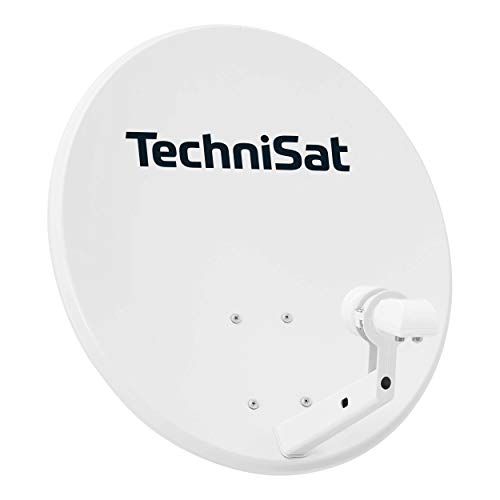 TechniSat TECHNITENNE 60 Satelliten-Schüssel für 2 Teilnehmer (60 cm digital Sat Anlage, Komplettset aus Antenne mit Masthalterung und Universal-Twin-LNB) lichtgrau