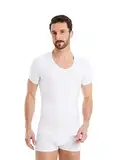 FINN Figurformendes Kompressions-Shirt Herren mit Bauchweg Effekt - Kurzarm Shapewear Unterhemd aus Baumwolle - Body Shaper für einen flacheren Bauch Weiß Weiss L