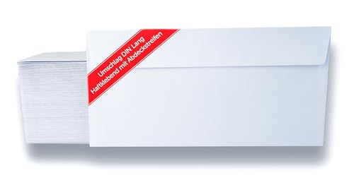 Vivopack Briefumschläge ohne Fenster selbstklebend, DIN Lang Umschläge, 100 Stück, Kuvert 110x220mm, Briefumschlag ohne Fenster, Umschlag für Briefe, Versandzubehör für A4 Brief