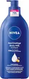 NIVEA Reichhaltige Body Milk, intensiv pflegende Körpercreme mit purem Hyaluron, Mandelöl und Tiefenpflege Serum, Lotion für trockene Haut (625 ml)