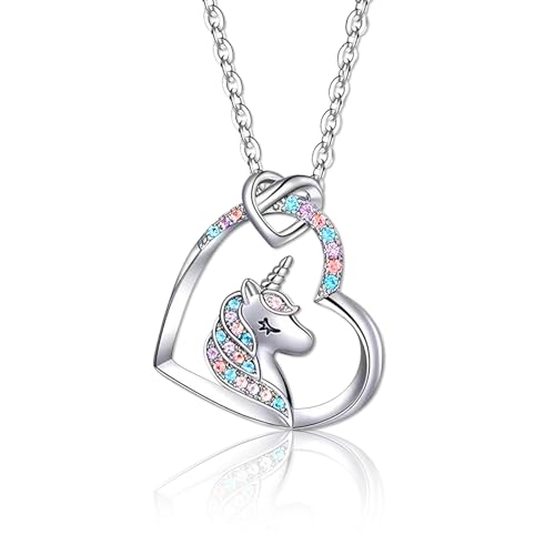 TECHEEL Einhorn Kette Mädchen Einhorn Halskette Einhorn Geschenk Mädchen Einhorn Kinderschmuck Einhorn Anhänger Schmuck Mädchen Einhorn Kette Kinder Mädchen für Geburtstagsgeschenk Mädchen