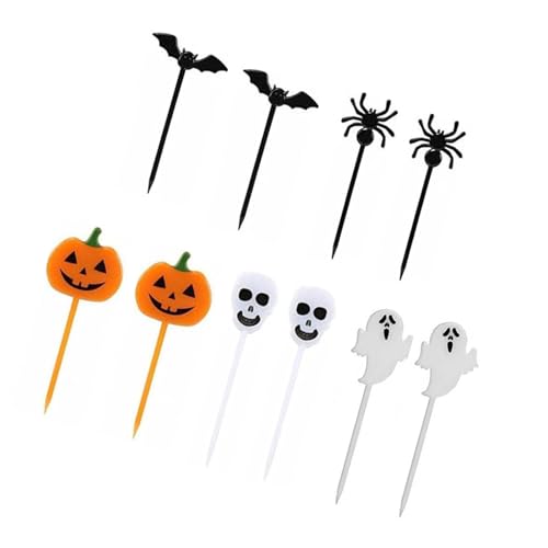 Food Pick Easy To Clean Multipurpose Portable Cute Halloween Fruit Fork Compatible With Kitchen Multicolor Obst Kuchen Desserts