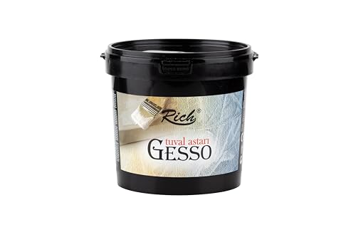 Rich Gesso Grundierung 1200 GR, Weiß, Acrylfarben und Ölfarben oder Grundierung für Malerei, Malfarbe, Leinwände, Wasserbasierter, Hochpigmentierter, Vielseitige Anwendung auf Holz, Stoff & Papier