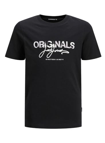 JACK&JONES JUNIOR Jungen JORARUBA AOP Branding Tee SS Crew JNR T-Shirt, Black, 164 cm