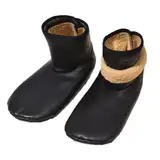 Winterfertige Unisex-Socken aus PU-Leder mit warmem Fleecefutter und Anti-Rutsch-Funktionen (Damen schwarz)