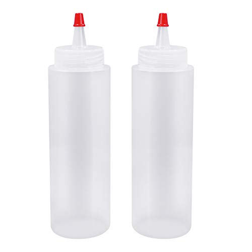 Squeeze Flasche, 2 Stück 8oz Soßenspender Squeeze Flasche- BPA Frei, Plastik Quetschflasche mit Kappen & Kein Leck Condiment Flaschen für Ketchup, Scharfe Soße, Senf, Mayonnaise, Malen und mehr