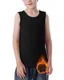 WOWENY Thermo Unterhemd Kinder Unisex Warm Thermounterwäsche Jungen Micro Fleece Tanktop Mädchen Thermoshirt Unterziehshirt Teenager Oberteile Ärmelloses(Schwarz,146-158)