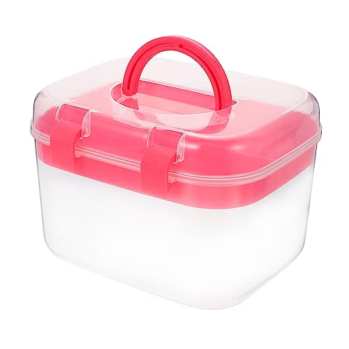 Gadpiparty Handliche Doppelschichtige Aufbewahrungsbox Für Medikamente Nähutensilien Und Kosmetik Rote Organizer Box Für Schreibtisch Und Zuhause Zur Aufbewahrung Von Kleinteilen
