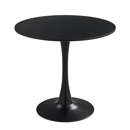 HFFAIWM Modern Runden Weißer Top-Tisch Einfach Freizeit Esstisch Nordisch Kaffetisch Milchtee Verhandeln Tisch Tulpe Balkon Kleiner Runder Und Stühle(Size:60cm,Color:Schwarz)