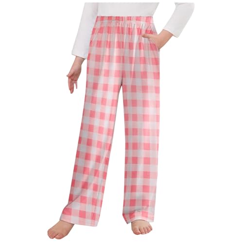 Generisch Pyjamahose für Mädchen, Lange Schlafhose, kariert, weiche Pyjamahose mit Taschen Coole Hosen Mädchen 152 (10-11 Years)