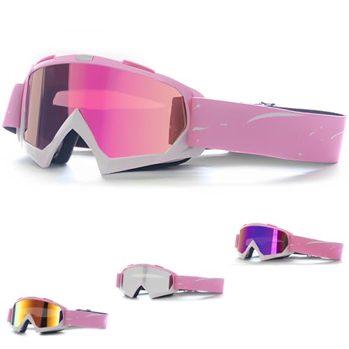 DONGZQAN Skibrille Damen Rosa, Skibrille Brillenträger Damen, Skibrillen Damen Unisex Skibrille Otg Mit Schaumstoffpolsterung, Geeignet für Outdoor-Sportarten (B)