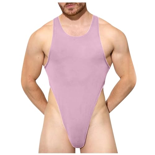 DUHENWU Herren Body Durchsichtig Stringbody Ärmellos Männerbody Unterhemd Einteiler Unterwäsche Slip Muskel Shirt Sexy Athletic Wrestling Singlet Leotard Bodysuit Atmungsaktive Overall