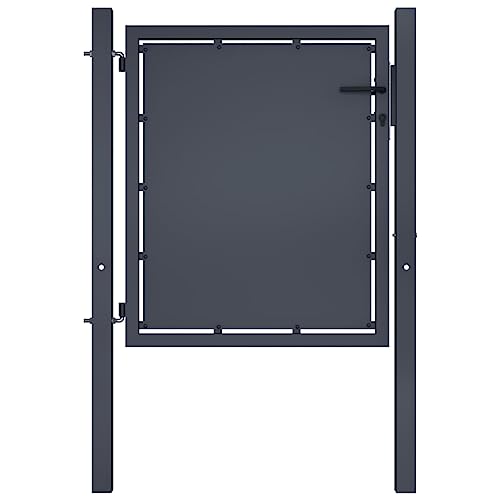 vidaXL Gartentor Gartentür Hoftor Hoftür Gartenpforte Zauntor Zauntür Einzeltor Tor Garten Zaun Pforte Eingangstor Stahl 100x75cm Anthrazit