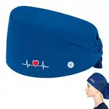 Op Haube,Op Hauben Damen,Verstellbare Op Haube Stoff,Herz Stickerei Op Haube Herren,Arzt Haube,Geeignet für Ärzte,Krankenschwestern,Zahnärzte,Apotheker,Medizinisches Personal (Malachitgrün)