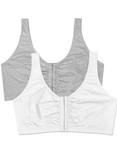 Fruit of the Loom Women's Plus-Size Sport Bra, Heather Grey/White, Size 46
