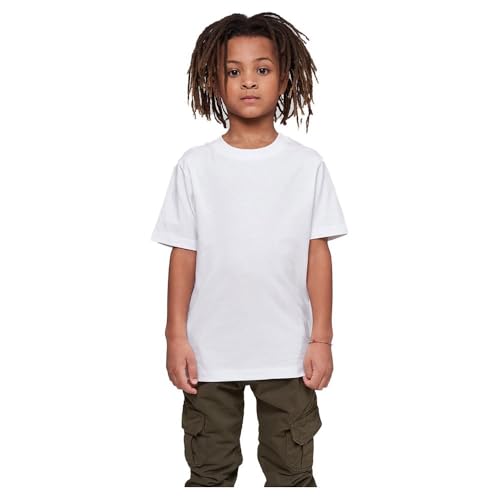 Build Your Brand Boys BY116-Kids Basic Tee T-Shirt, White, 122/128