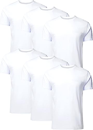 FULL TIME SPORTS® FTS-634 6 Pack All White Round Neck Tech T-Shirts (12) Large, White