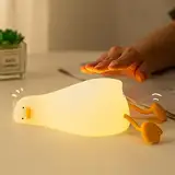 GIACOMO Nachtlicht Kinder Enten Lampe, Led Silikon Nachtlicht Ente Nachttischlampe, USB Wiederaufladbar, Mit Timer Dimmbar Touch Kinderbett Nachtlicht, Kinder Schlafzimmer Dekor Kinder Geschenke