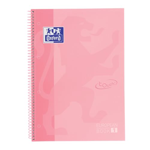 Oxford A4 European Book 1, kariert, 160 Seiten mit farbigen Rändern, Touch Hardcover, mit Whiteboard, pastell rosa