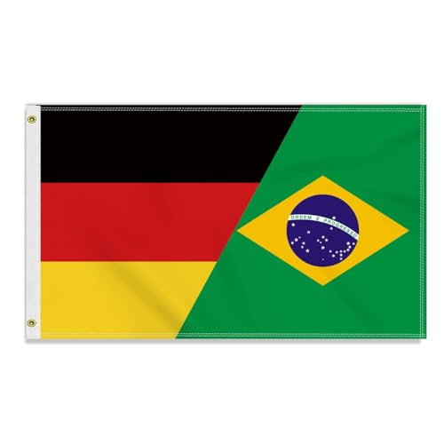 Große 90×150 CM Deutschland Brasilien Flagge, großes 150D Deutsch Brasilianisch Freundschafts banner,Strapazierfähige Deutschlandfahne Doube-Seitendruck Dekor Messingösen large Brazil