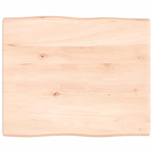 Tischplatte aus massiver Eiche, unlackiert, 60 x 50 x 4 cm, Ersatzkante für Küche, Kaffee, Esstisch, Schreibtisch, Massivholzplatte für Arbeitsplatte