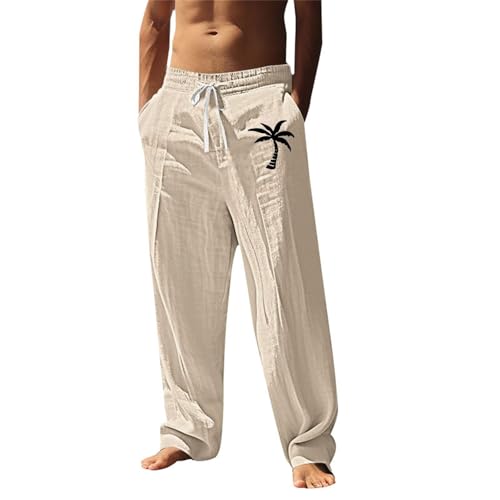 Herren Hose Lange Leinenhose Leicht Sommerhose Strandhose Elastische Taille Yoga Hosen Männer Freizeithose Stoffhose Herren Schwarz EIN Geschenk Für Männer