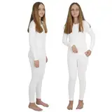 INNERSY Thermounterwäsche Kinder Weiß Thermoleggings Mädchen Warm Oberteil Skiunterwäsche Set (122-134, Weiß)