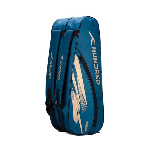 Hundred Cosmogear Badminton Kit-Bag (Teal Green) | Double Zipper| Bag with Front Zipper Pocket | Material: Polyester| Padded Back Straps | Easy-Carry Handle