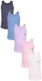 TupTam Mädchen Baumwolle Unterhemd 5er Pack Tank Top Ärmellos Kinder, Farbe: Herzen Blue Rosa Lila Ecru Violett, Größe: 122-128