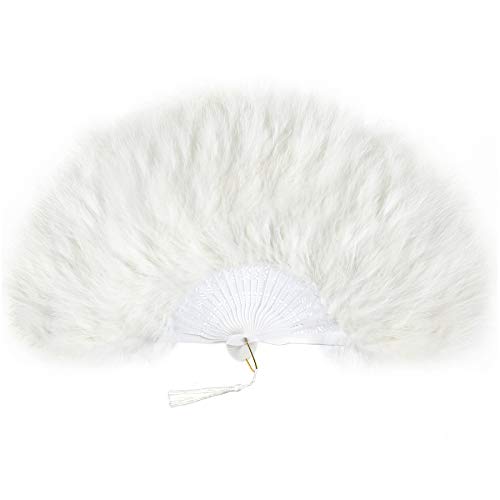 BABEYOND Damen Fächer Marabou Feder 1920s Vintage Stil Retro Handfächer Damen Gatsby Kostüm Flapper Zubehör (Elfenbein)