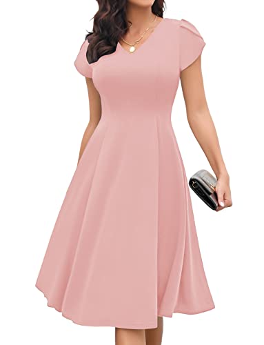 Gardenwed Festliche Kleider für Damen Abendkleider elegant für Hochzeit Rosa Kleid Damen Elegant Cocktailkleider Abschlussballkleider Brautjunfernkleider für Hochzeitgäste Blush XL