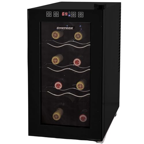 Syntrox Germany 8 Flaschen | 25 l Weinkühlschrank mit Glastür Denebo | Weinschrank, Minikühlschrank, Digital, Control Panel, LCD-Display, Touch Screen, Innenbeleuchtung