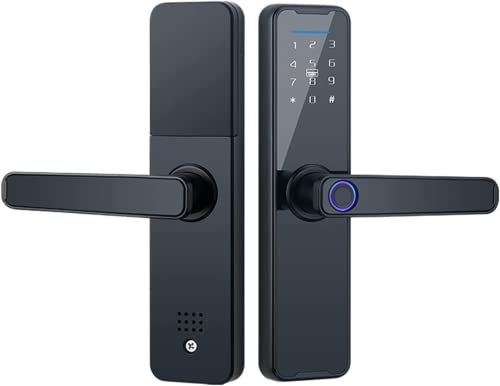 Biometrisches Fingerabdruck-Türschloss für Holztüren, Bluetooth elektronisch, kompatibel mit Tuya Smart Lock für Fernbedienung, schlüssellose Entriegelungssteuerung Schwarz,22X160(50 50)